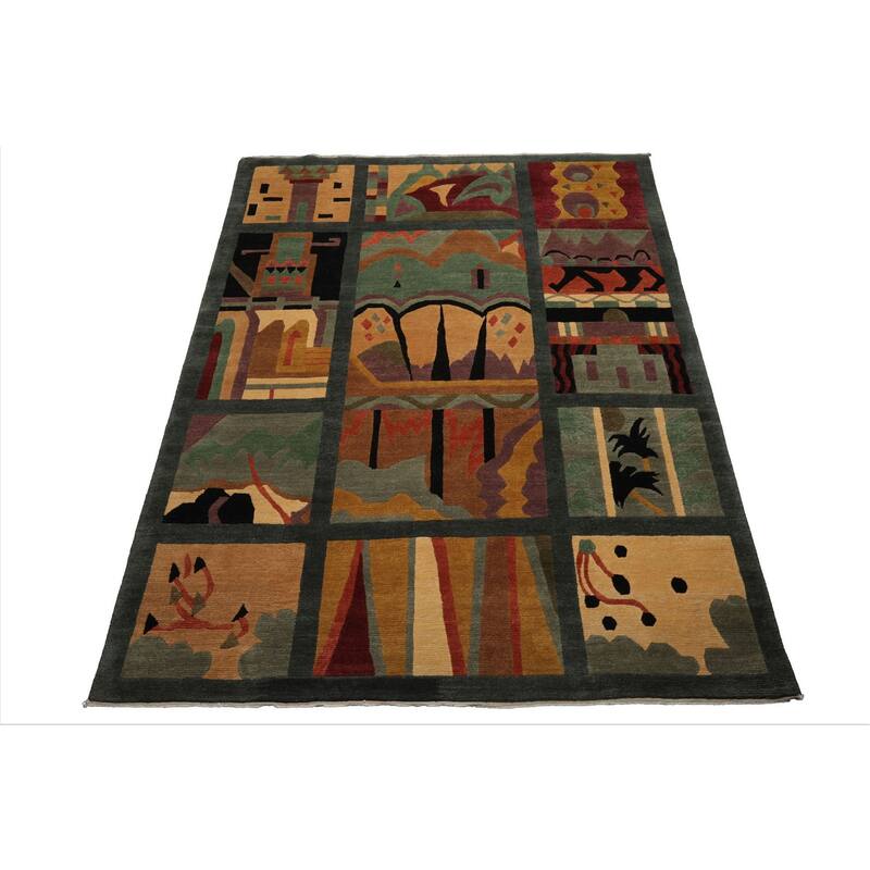 8x9'11'' Hand Knotted Wool Teal Tibetan Plush Pile Tufenkian Wash Rug - 8' x 9' 11''