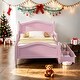 preview thumbnail 2 of 11, Kid Bed Frame Twin Size Platform Bed with Guardrails and Two Drawers