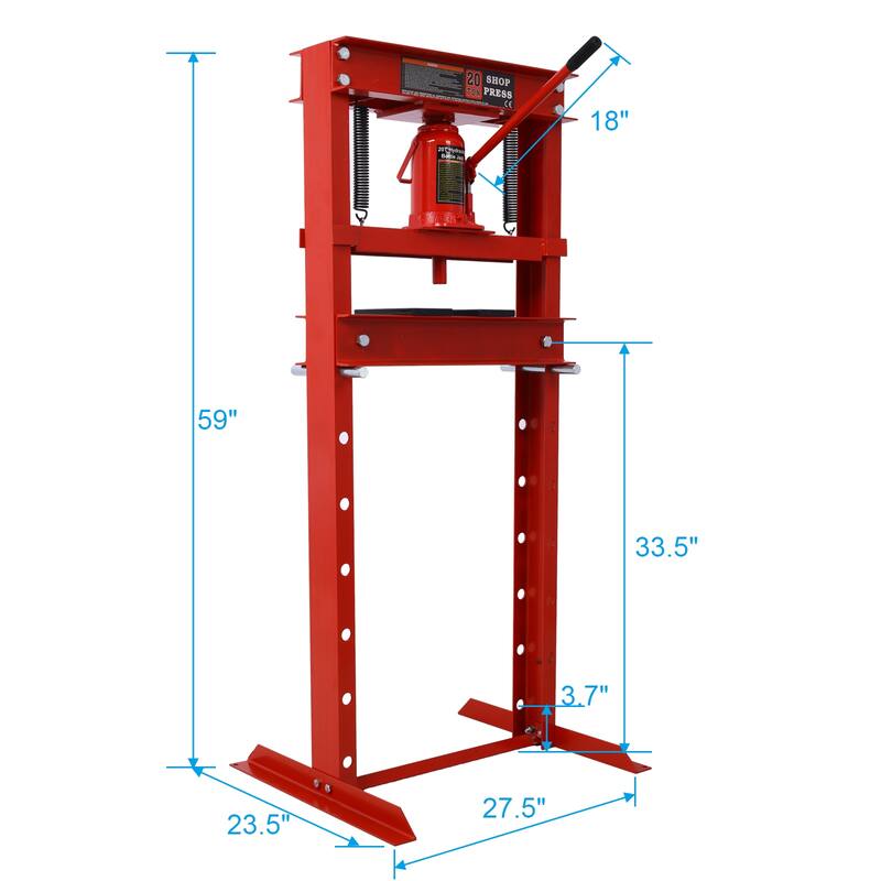 20 Ton Hydraulic Shop Press With Working Table H-Frame Garage Press Including Bending Straightening Pressing Components