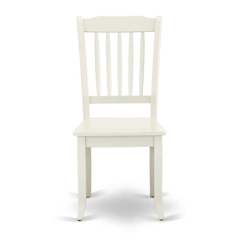 Vertical Slatted Back Dining Chairs - Linen White Finish - Modern Style Seating