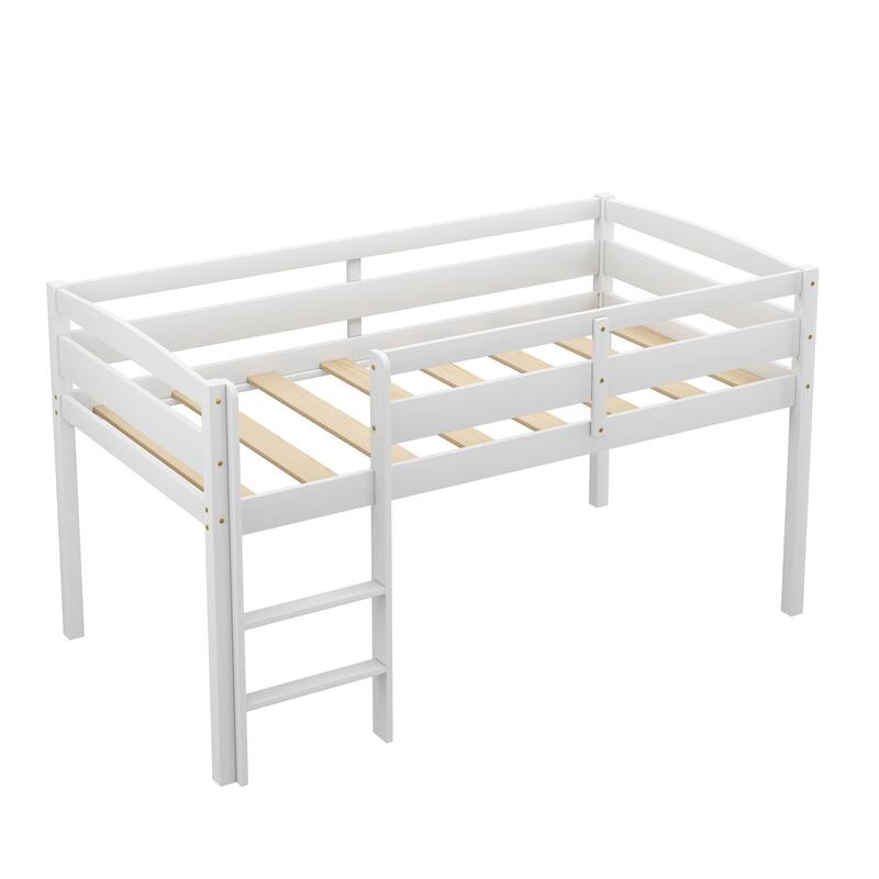 Modern Twin Size Low Loft Beds with Ladder