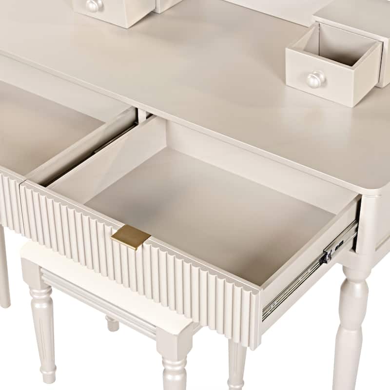 Luxury Vanity Desk with Round Mirror