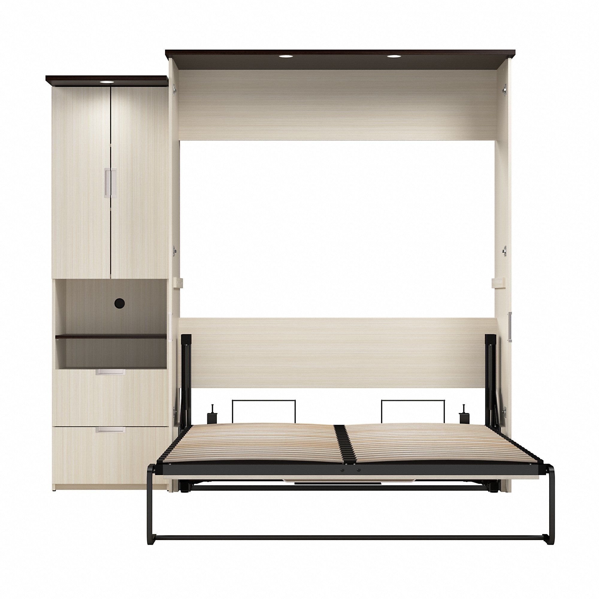 Lumina 91W Queen Murphy Bed with Desk and Storage Cabinet by
