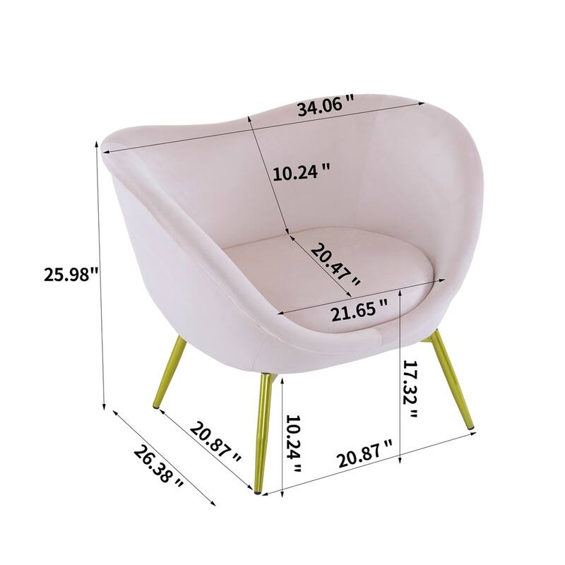 Lounge Chair for Bedroom with Gold Metal Legs