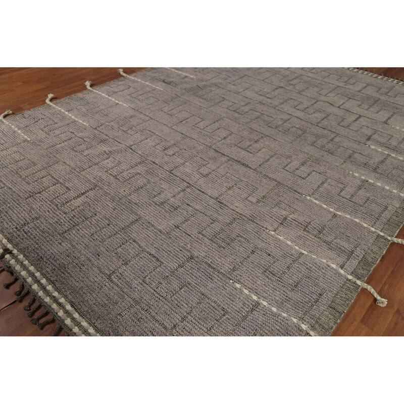 Moroccan Modern Area Rug Handmade Geometric Wool Carpet - 7'8"x 10'6"