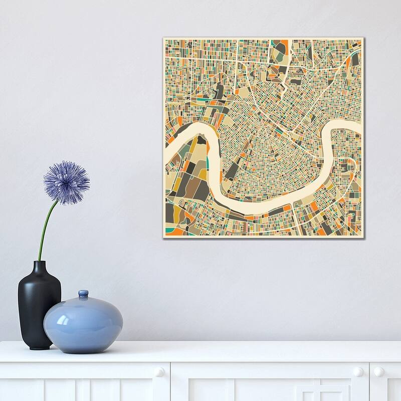 iCanvas "Abstract City Map of New Orleans" by Jazzberry Blue Canvas Print - 18x18x1.5
