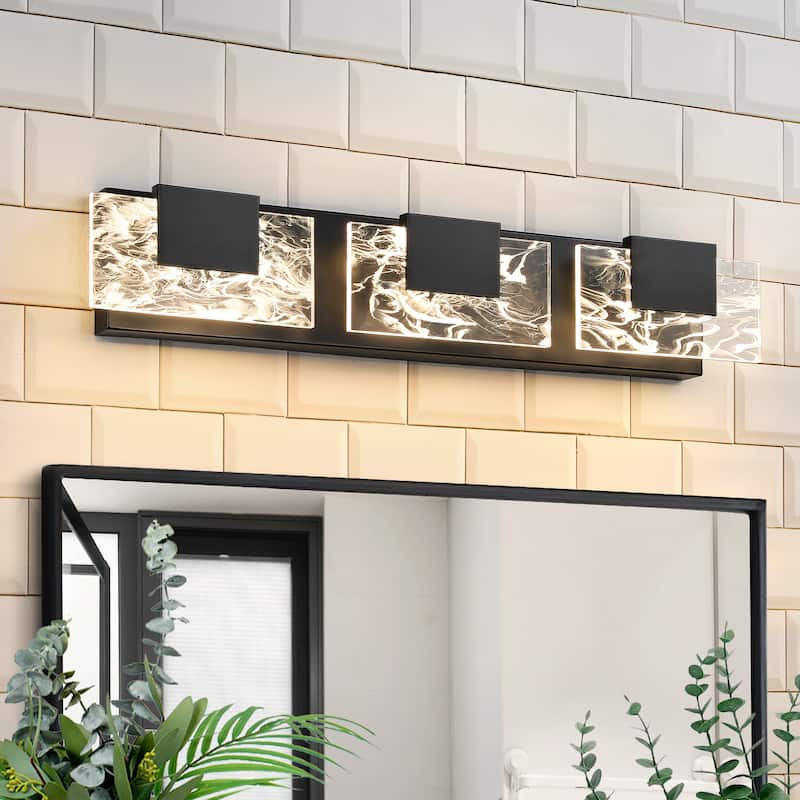 Modern Bathroom Vanity Light LED Dimmable Wall Sconce with UL Certified - 16 inches and above - 3-Light - Black