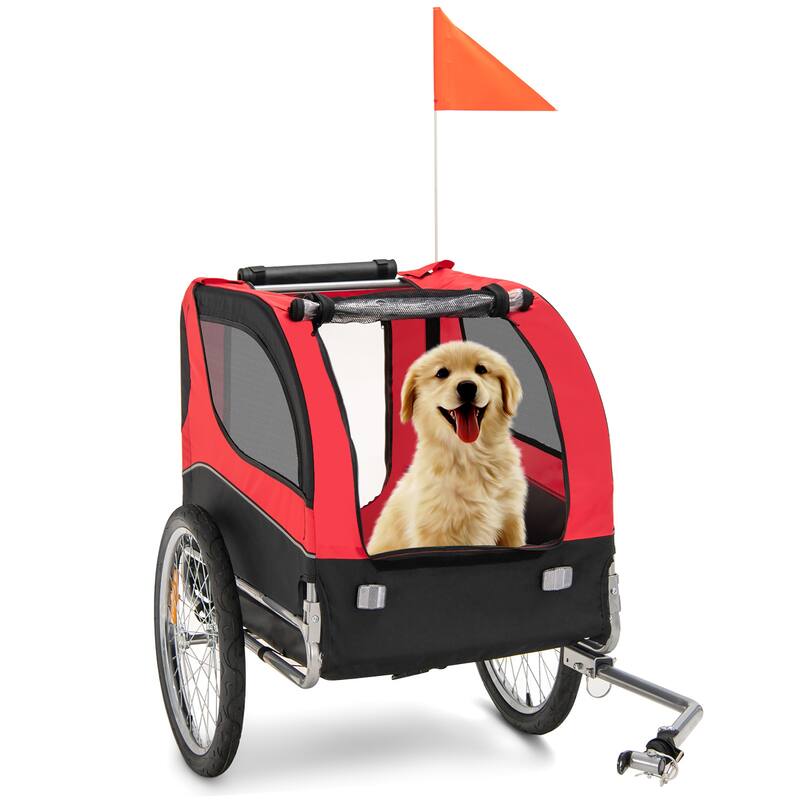 Costway Dog Bike Trailer Foldable Pet Cart with 3 Entrances for - See Details
