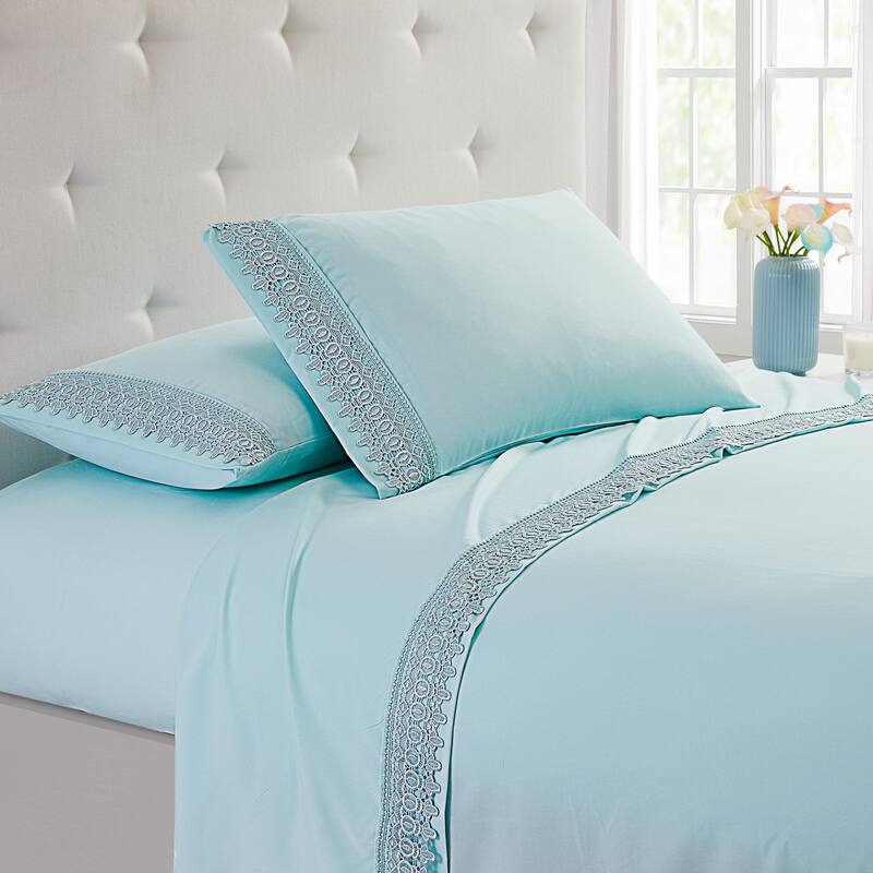 SL SPIRIT LINEN HOME EST. 1988 Lace Sheet Set - Double Brushed Microfiber