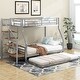 preview thumbnail 5 of 28, Twin Over Full Size Metal Bunk Bed with Trundle & Storage Staircase, Bedroom Heavy Duty Bed Frame with Full-Length Guardrail