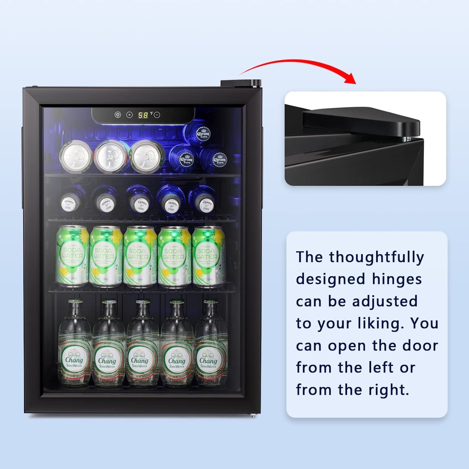 2.9 Cu.Ft, Beverage Refrigerator Wine Cooler Glass Door Electronic Mini  Fridges