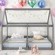 preview thumbnail 2 of 13, Kids and Baby Twin Size House Shaped Platform Beds,Two Shared Beds