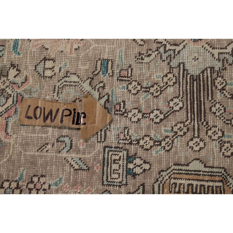 Brown Geometric Tabriz Persian Area Rug Hand-Knotted Wool Carpet - 8'2"x 11'1"