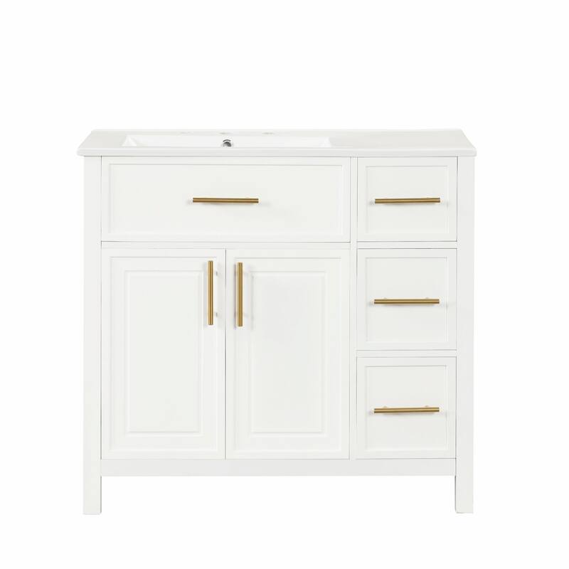 36" Bathroom Vanity with Sink Top, Cabinet with Two Doors and Three Drawers