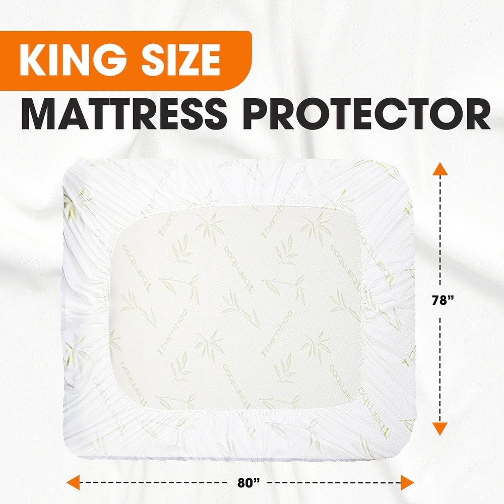 Cheer Collection Waterproof Bamboo Mattress Protector - White