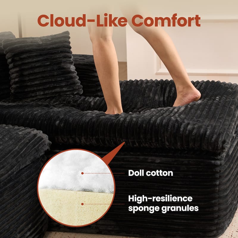 OVIOS No-Assembly L-Shaped Chaise Sofa