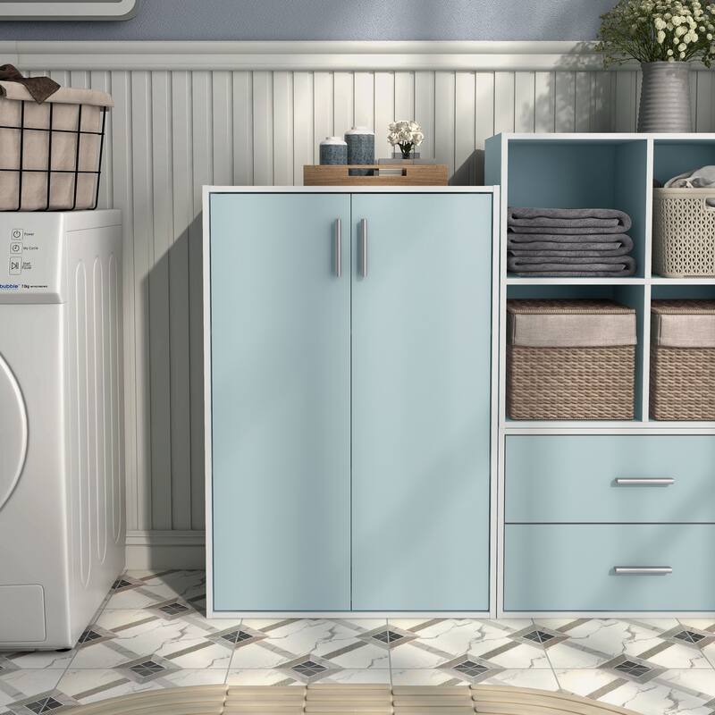 DH BASIC Modern Wood Customizable Stackable Storage Organizer - Cube Shelves, Drawer Cabinet, Bookcase with Doors by Denhour