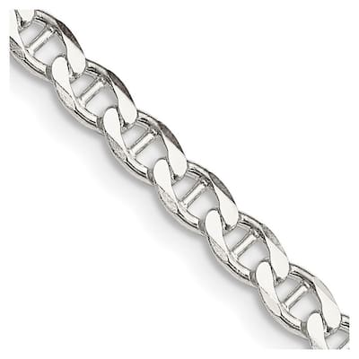 Curata 925 Sterling Silver 4.15mm Flat Cuban Anchor Chain Necklace Options: 16 18 20 22 24