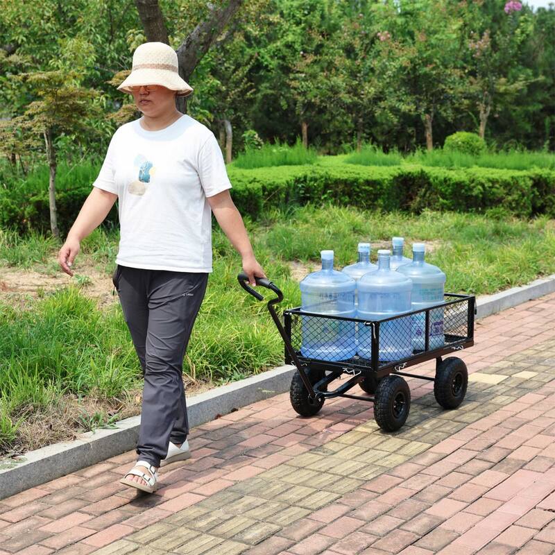 Multifunctional Garden Cart with Removable Side Panels, 550LBS Capacity