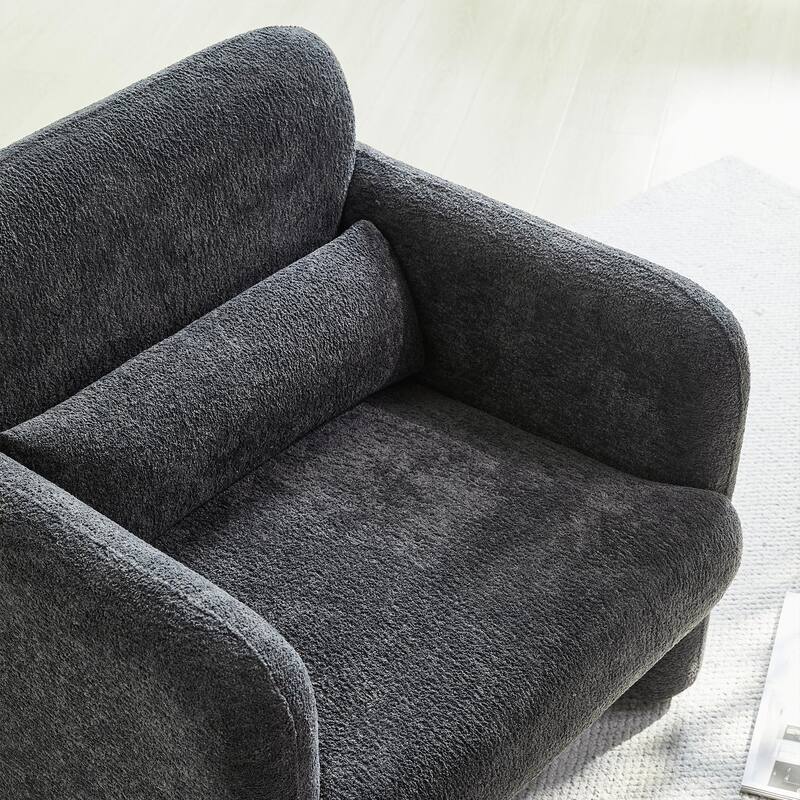 Accent Chair, Curved Back Single Armchair, Plush Upholstered