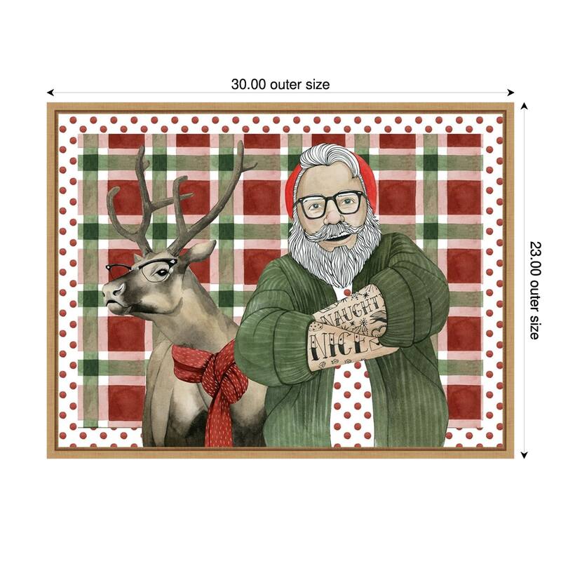 Hipster Santa Collection A by Grace Popp (30 x 23 in.), Framed Canvas Wall Art Print - Sylvie Natural
