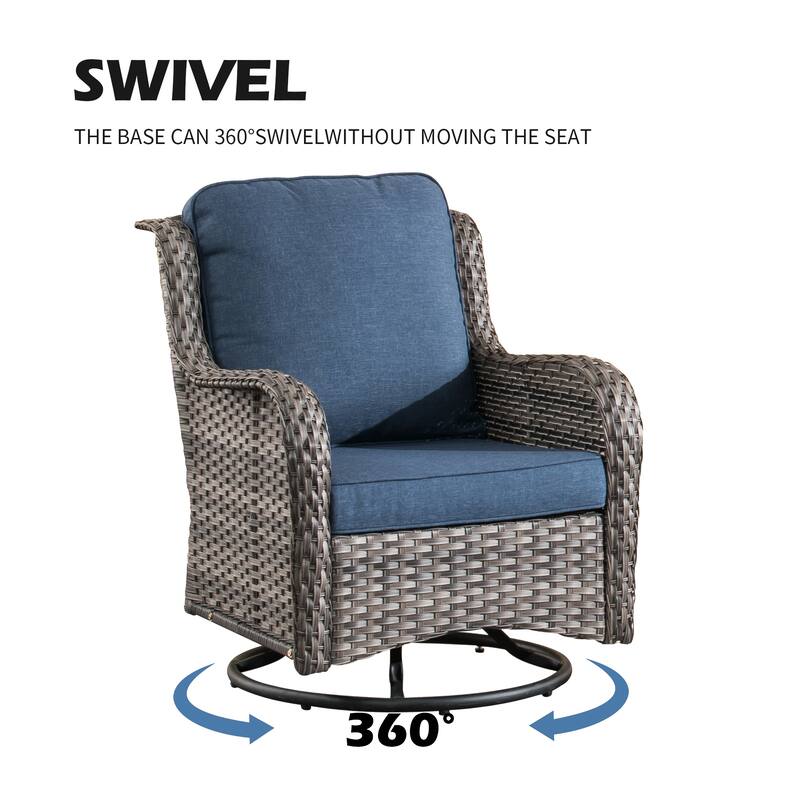 OVIOS 7-piece Patio Swivel Chair Set with 42" Fire Table