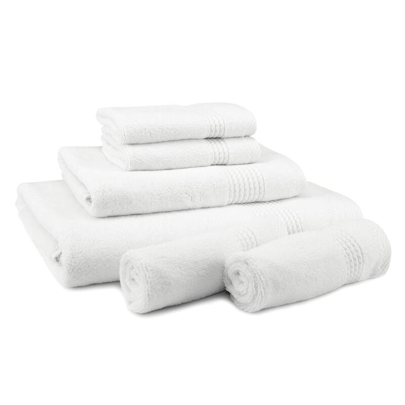 East'N Blue Lara Turkish Cotton Bath Towel Set (Set of 6) - (1 Bath Towel, 1 Hand Towel, 4 Washcloth) - White