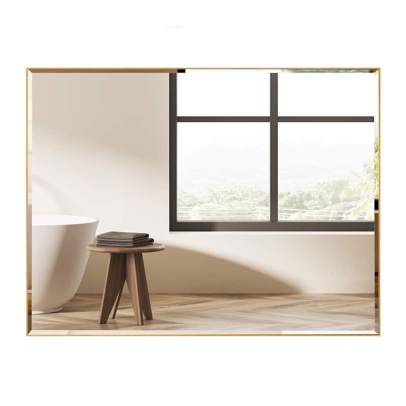 Rectangle Metal Framed Beveled Edge Bathroom Vanity Mirror