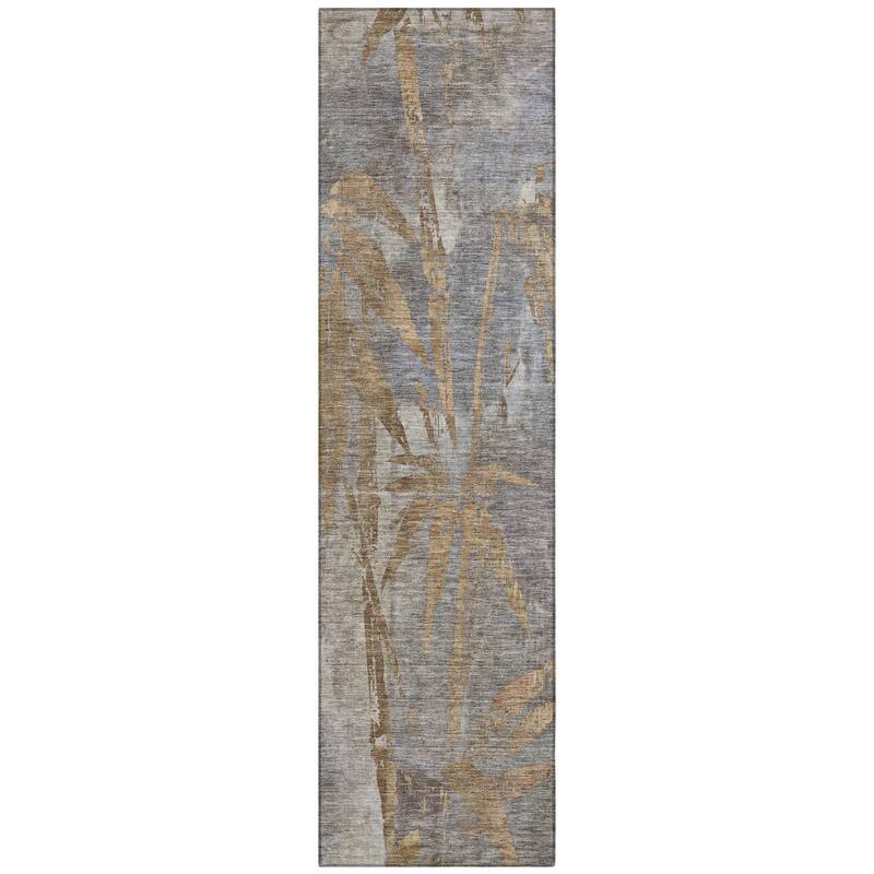 Machine Washable Indoor/ Outdoor Modern Floral Chantille Rug