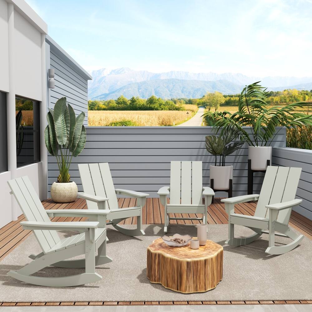 Shoreside Modern Eco-Friendly All Weather Poly Adirondack Rocking Chairs (Set of 4)