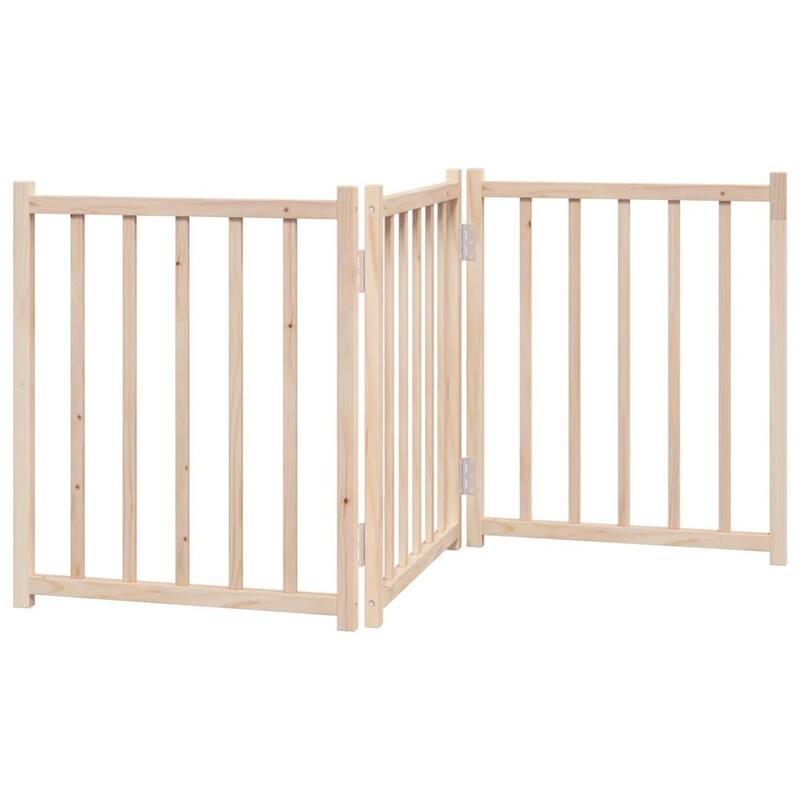 vidaXL Dog Gate Foldable 3 Panels Solid Wood Fir