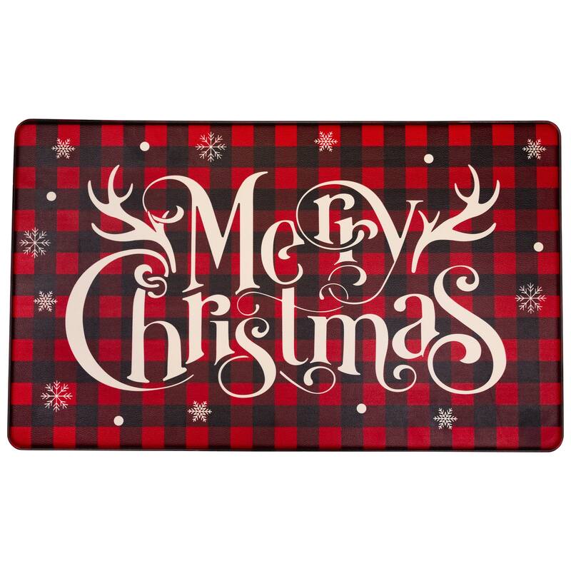 Plaid Merry Christmas Kitchen Comfort Anti-Fatigue Floor Mat - 17.75" x 29.5"