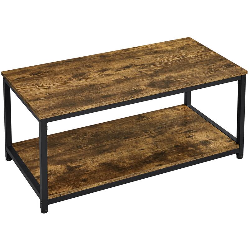 Yaheetech 39.5" Storage Coffee Table Spacious Accent Furniture Table - Rustic Brown