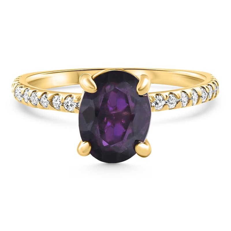 2Ct Amethyst & Diamond Anniversary Engagement Ring Gold Lab Grown