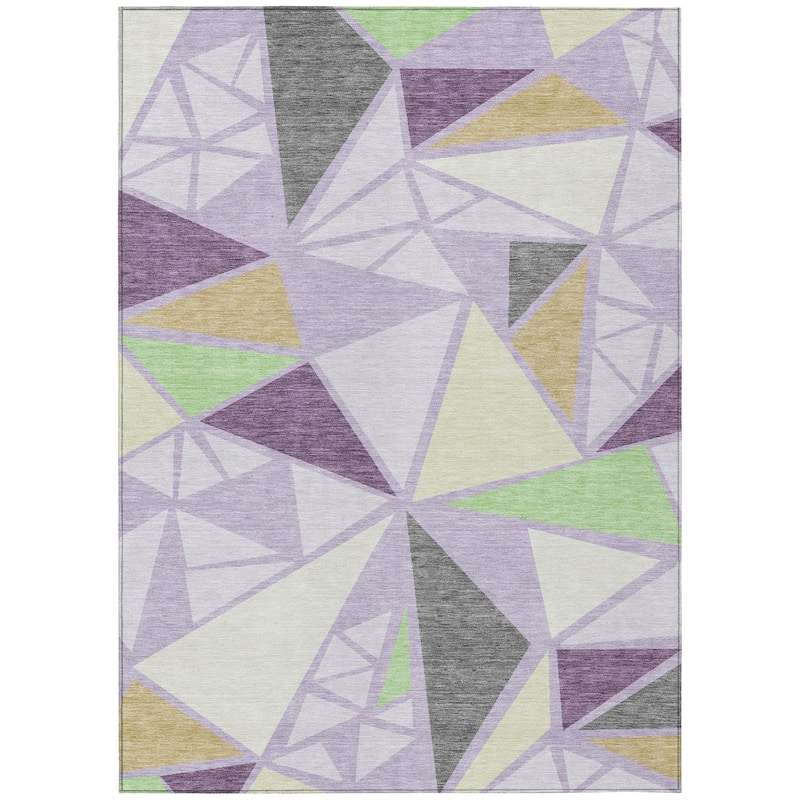 Machine Washable Indoor/ Outdoor Abstract Mosaic Chantille Rug