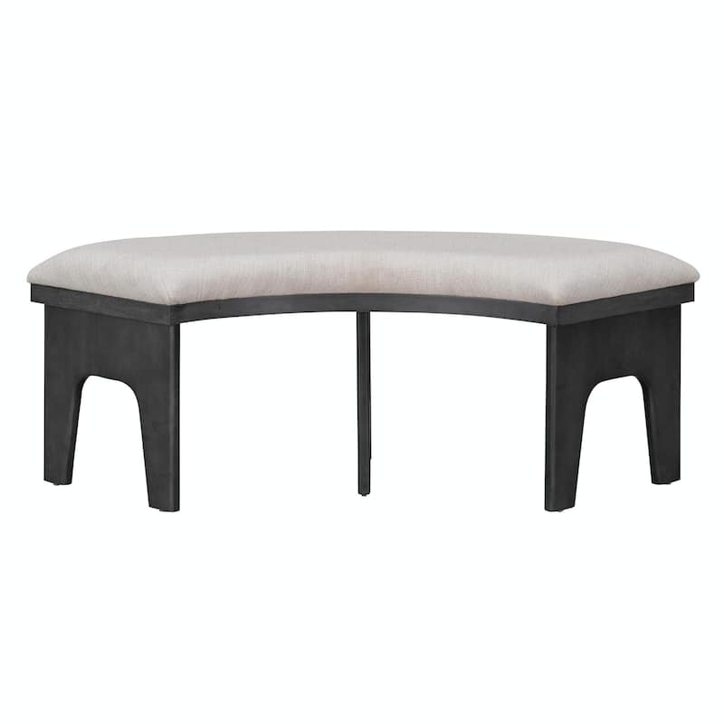 5-Piece Rustic Charm Round Dining Set - 3 Upholstered Chairs with Curved Bench