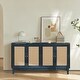 preview thumbnail 4 of 11, Modern Accent Storage Cabinet Sideboard Wooden Cabinet Console Table with 4 Doors and Adjustable Shelves Antique Navy Blue