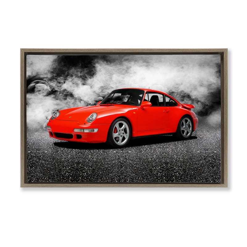 Stupell Bold Red Sports Car Framed Floater Canvas Wall Art Design By Mark Rogan - 31 x 21 - Brown