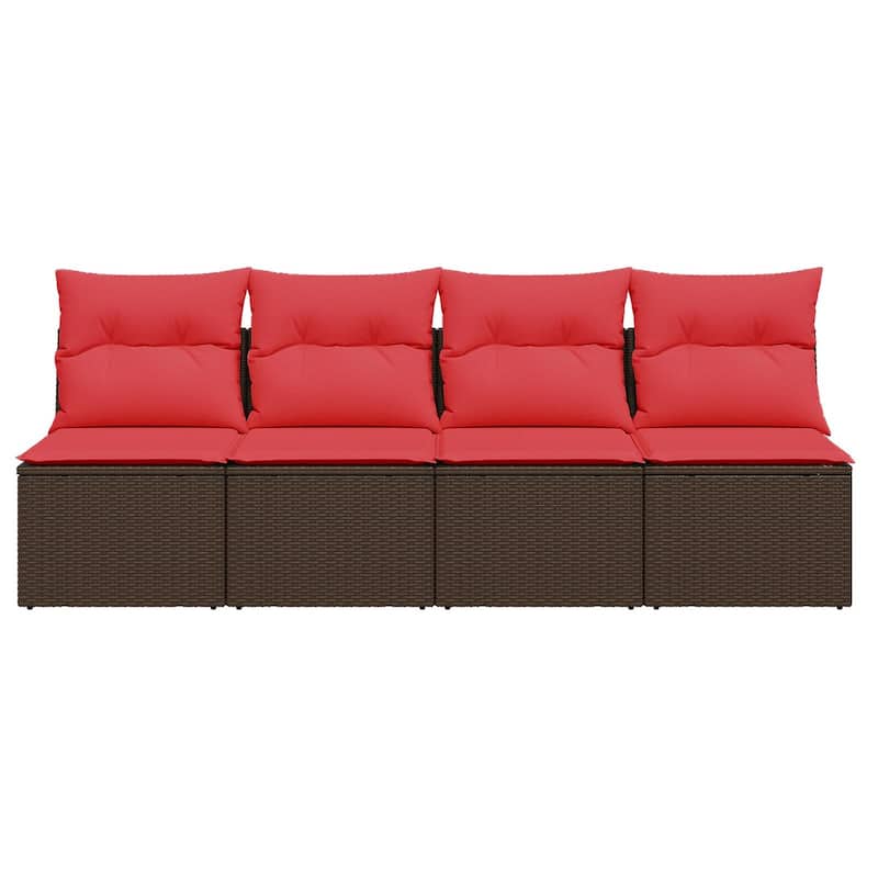 vidaXL Patio Sofa with Cushions Outdoor Seating Poly Rattan Black/Gray/Brown