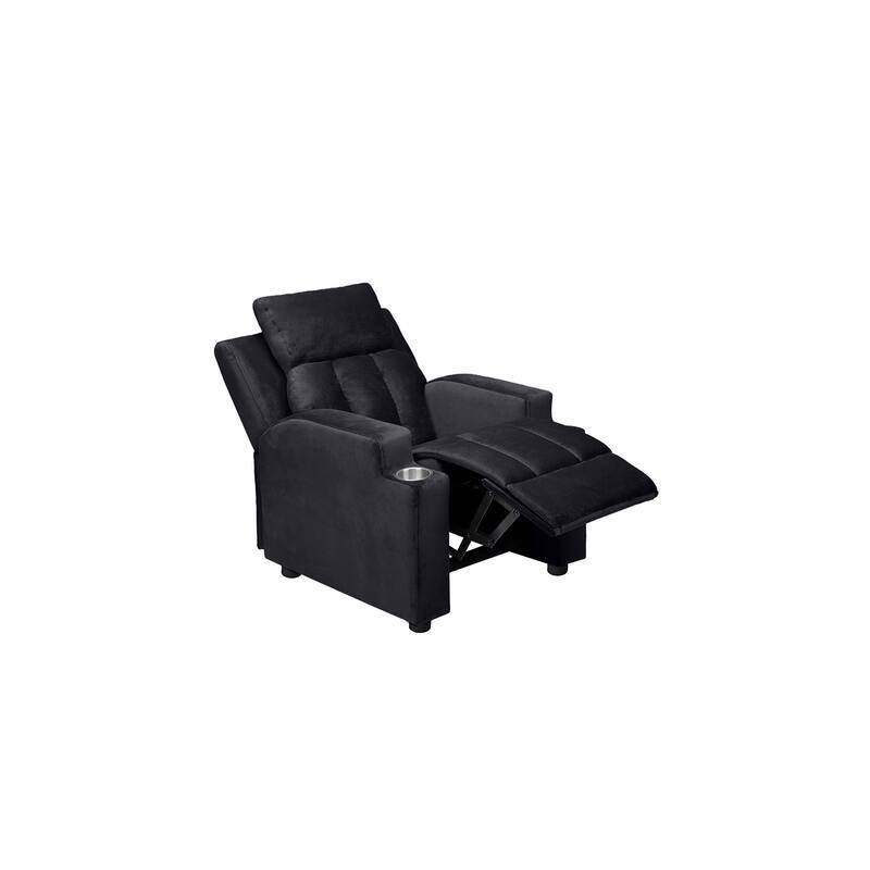 Deluxe Kids Recliner Chair with Footrest Headrest and 2 Cup Holders Microfiber Kids Recliner for Age 3+ Years