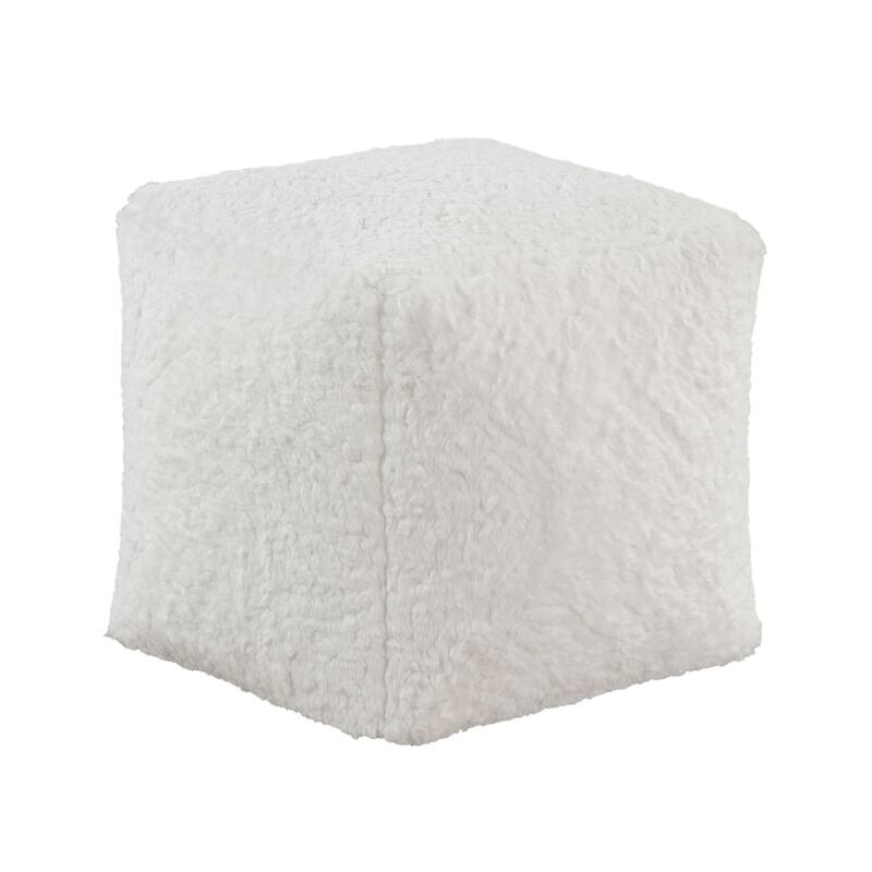 Modern Square Pouf Faux Fur Fabric Upholstered Ottoman, Footstool, Non-Slip Floor Pouf, Bean Bag Chair, 1pc Sitting Pouf