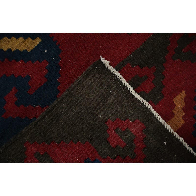Hand Woven Oriental 100% Wool Carpet Southwestern Tribal Red Kilim Area Rug - 9' 11'' X 8' 6''