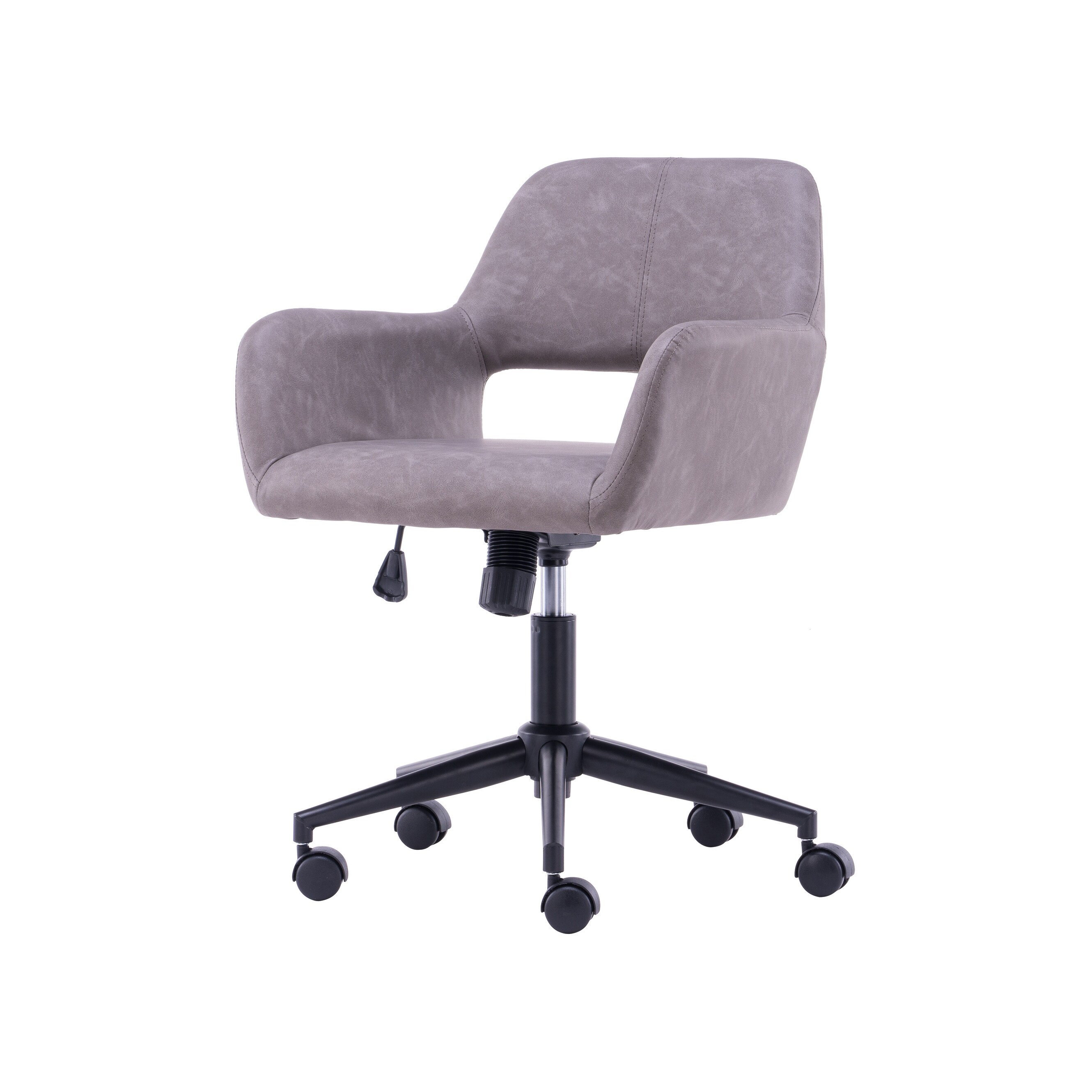 Pu Light Grey Height Adjustable Office Chair Steel Base Overstock 32888721