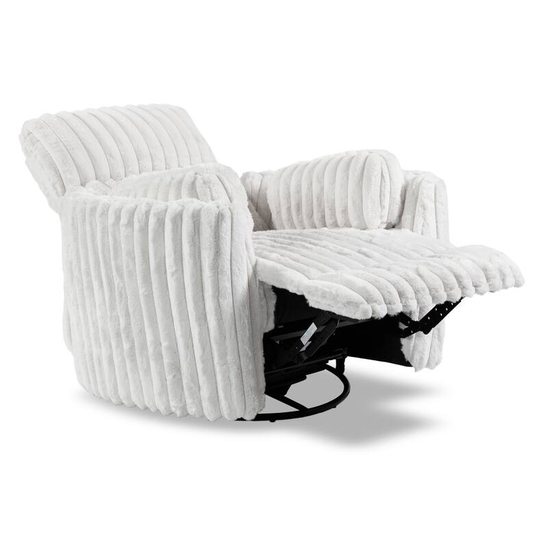 Furniture of America Jorvien Modern Chenille Power Swivel Glider Recliner with Pillows