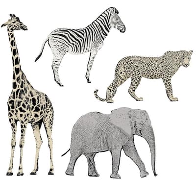 Tempaper Safari Animals Removable Wall Decals (Contains 4 Pieces on (2) 17.25" x 9.75" Sheets)