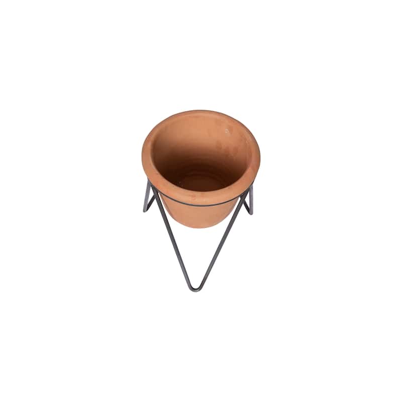 Terracotta Pot with Metal Stand
