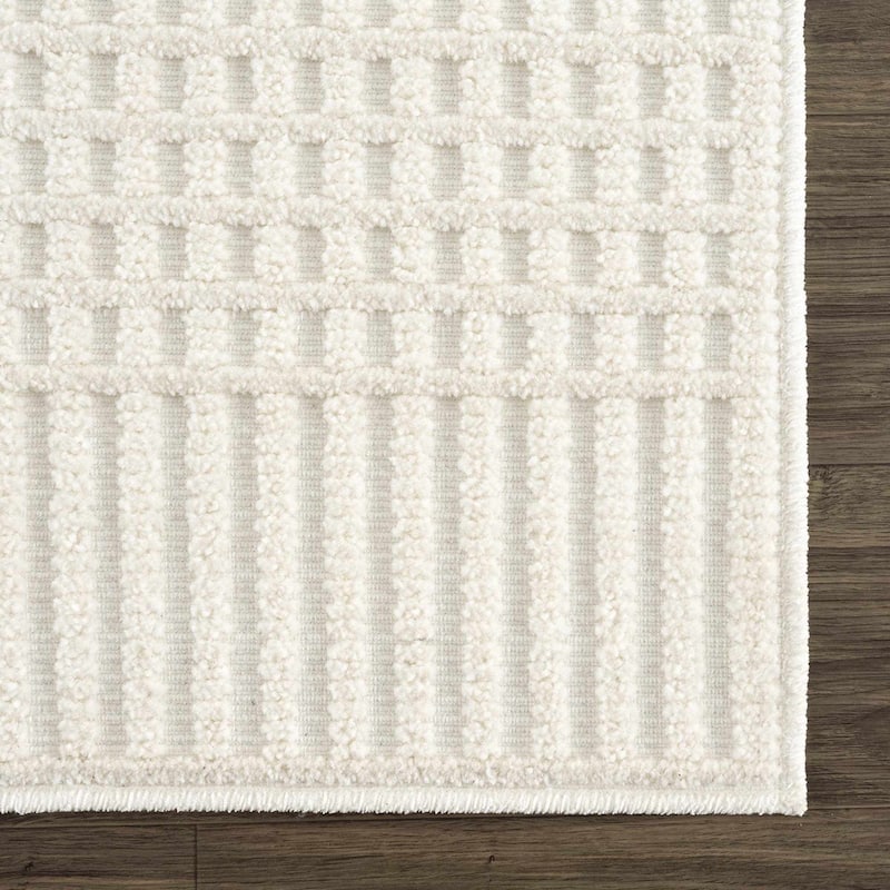 Hauteloom Rhun Living Room, Bedroom Machine Washable Area Rug - White, Off White - 2' x 2'10"