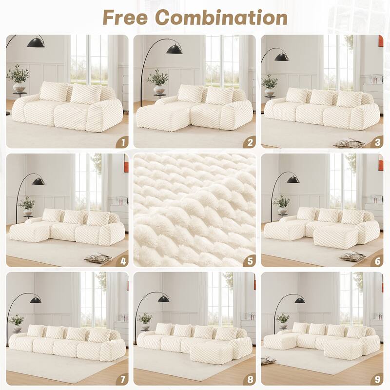 Roomfitters 82" Modular L-Shape Flannelette Sectional, No Assembly Boneless Cloud Sofa