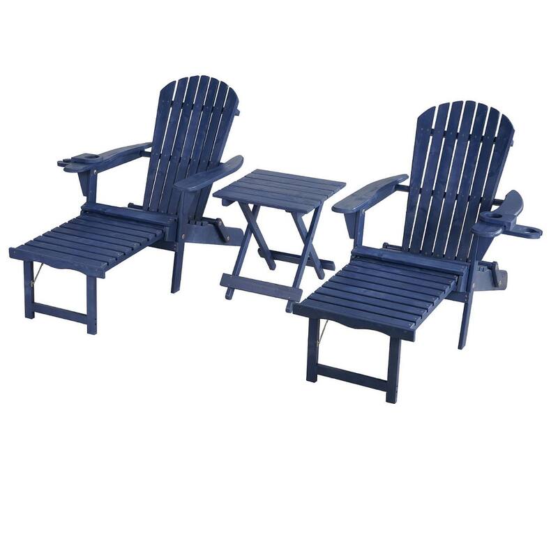 Adirondack Chaise Lounge Foldable Chair and End table