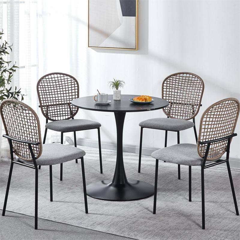 31.5" Tulip Dining Table for 2-4 People with Marble Design Top